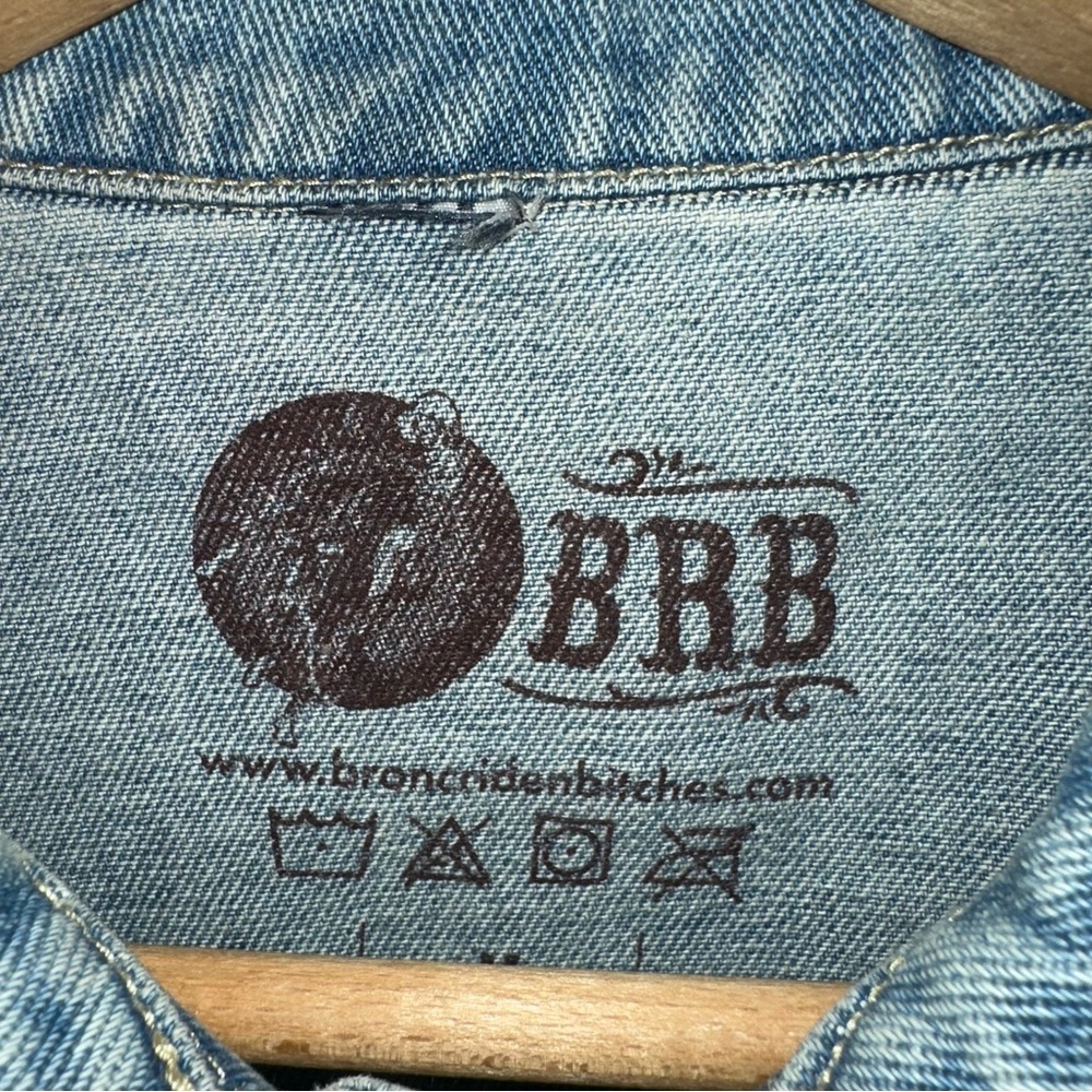 BRB Denim Jacket with Lady Bronc Rider Graphic Detail on the Back - Picture 8 of 9